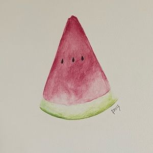 Painting, watermelon slice.